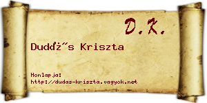 Dudás Kriszta névjegykártya